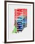 Indiana Watercolor Word Cloud-NaxArt-Framed Art Print