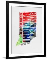 Indiana Watercolor Word Cloud-NaxArt-Framed Art Print