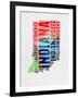 Indiana Watercolor Word Cloud-NaxArt-Framed Art Print