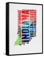 Indiana Watercolor Word Cloud-NaxArt-Framed Stretched Canvas