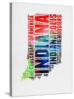 Indiana Watercolor Word Cloud-NaxArt-Stretched Canvas