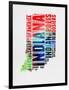 Indiana Watercolor Word Cloud-NaxArt-Framed Art Print