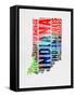 Indiana Watercolor Word Cloud-NaxArt-Framed Stretched Canvas