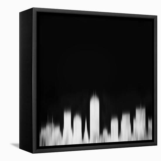 Indianapolis City Skyline - White-NaxArt-Framed Stretched Canvas