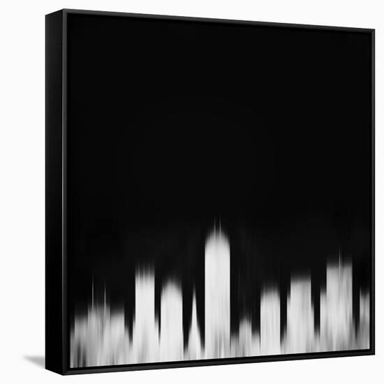 Indianapolis City Skyline - White-NaxArt-Framed Stretched Canvas