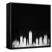 Indianapolis City Skyline - White-NaxArt-Framed Stretched Canvas