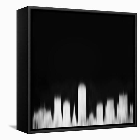 Indianapolis City Skyline - White-NaxArt-Framed Stretched Canvas