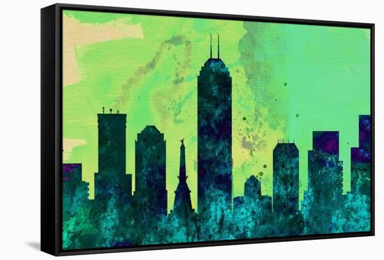 Indianapolis City Skyline-NaxArt-Framed Stretched Canvas