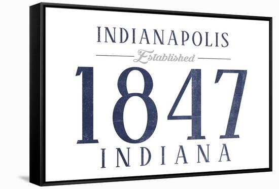 Indianapolis, Indiana - Established Date (Blue)-Lantern Press-Framed Stretched Canvas