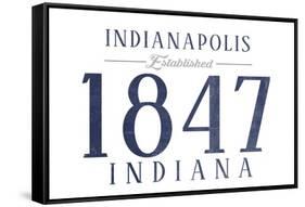 Indianapolis, Indiana - Established Date (Blue)-Lantern Press-Framed Stretched Canvas