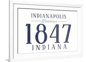 Indianapolis, Indiana - Established Date (Blue)-Lantern Press-Framed Premium Giclee Print