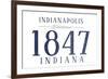 Indianapolis, Indiana - Established Date (Blue)-Lantern Press-Framed Premium Giclee Print