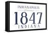 Indianapolis, Indiana - Established Date (Blue)-Lantern Press-Framed Stretched Canvas