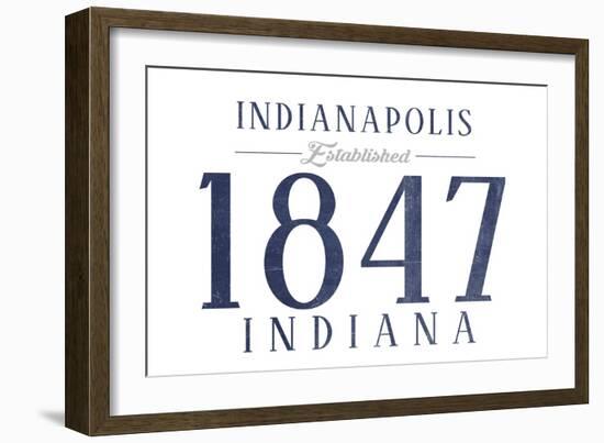 Indianapolis, Indiana - Established Date (Blue)-Lantern Press-Framed Art Print