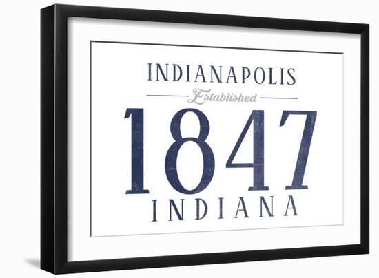 Indianapolis, Indiana - Established Date (Blue)-Lantern Press-Framed Art Print