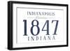 Indianapolis, Indiana - Established Date (Blue)-Lantern Press-Framed Art Print