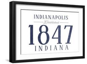 Indianapolis, Indiana - Established Date (Blue)-Lantern Press-Framed Art Print