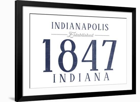 Indianapolis, Indiana - Established Date (Blue)-Lantern Press-Framed Art Print