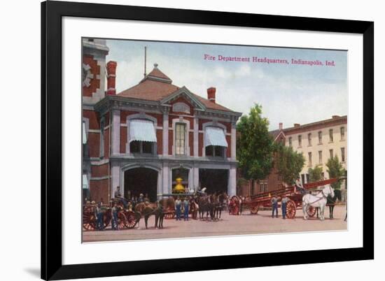 Indianapolis, Indiana - Fire Department Exterior View-Lantern Press-Framed Art Print