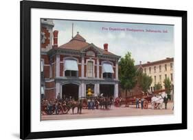 Indianapolis, Indiana - Fire Department Exterior View-Lantern Press-Framed Art Print