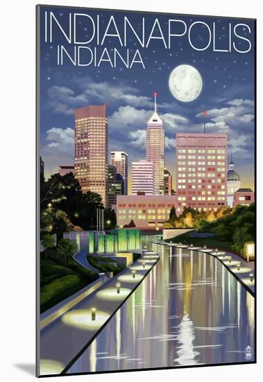 Indianapolis, Indiana - Indianapolis at Night-null-Mounted Poster