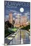 Indianapolis, Indiana - Indianapolis at Night-null-Mounted Poster