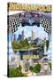 Indianapolis, Indiana - Montage Scenes-Lantern Press-Stretched Canvas