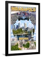 Indianapolis, Indiana - Montage Scenes-Lantern Press-Framed Art Print