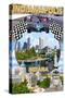 Indianapolis, Indiana - Montage Scenes-Lantern Press-Stretched Canvas