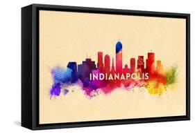 Indianapolis, Indiana - Skyline Abstract-Lantern Press-Framed Stretched Canvas