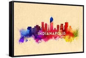 Indianapolis, Indiana - Skyline Abstract-Lantern Press-Framed Stretched Canvas