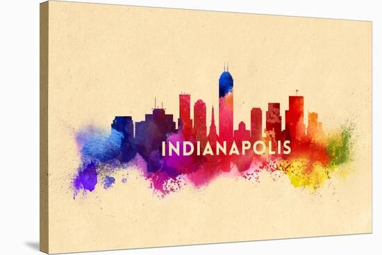 Indianapolis, Indiana - Skyline Abstract-Lantern Press-Stretched Canvas