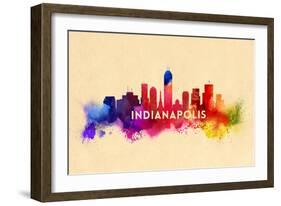 Indianapolis, Indiana - Skyline Abstract-Lantern Press-Framed Art Print