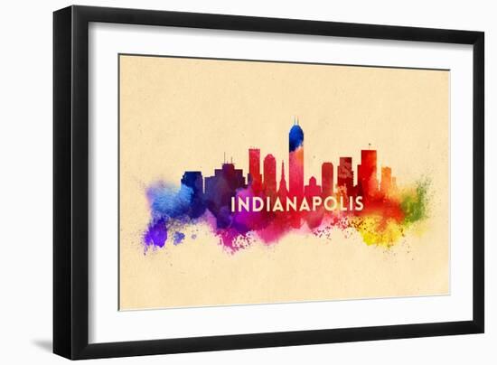 Indianapolis, Indiana - Skyline Abstract-Lantern Press-Framed Art Print