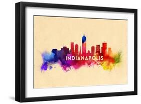 Indianapolis, Indiana - Skyline Abstract-Lantern Press-Framed Art Print