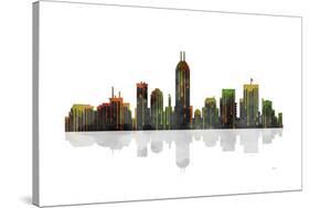 Indianapolis Indiana Skyline BW 1-Marlene Watson-Stretched Canvas