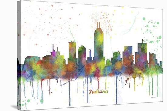 Indianapolis Indiana Skyline MCLR 1-Marlene Watson-Stretched Canvas