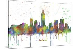 Indianapolis Indiana Skyline MCLR 1-Marlene Watson-Stretched Canvas