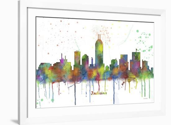 Indianapolis Indiana Skyline MCLR 1-Marlene Watson-Framed Giclee Print