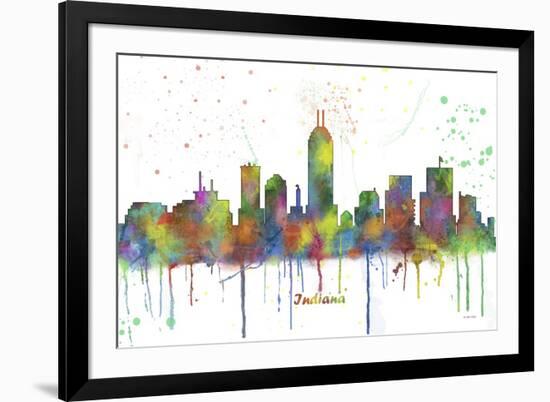 Indianapolis Indiana Skyline MCLR 1-Marlene Watson-Framed Giclee Print