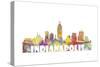 Indianapolis Indiana Skyline Mclr 2-Marlene Watson-Stretched Canvas