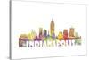 Indianapolis Indiana Skyline Mclr 2-Marlene Watson-Stretched Canvas