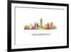 Indianapolis Indiana Skyline-Marlene Watson-Framed Giclee Print