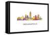 Indianapolis Indiana Skyline-Marlene Watson-Framed Stretched Canvas
