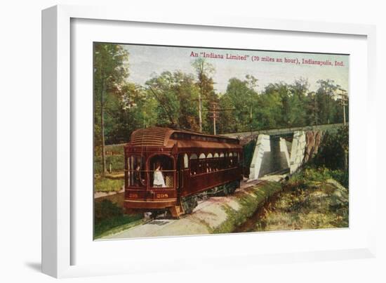 Indianapolis, Indiana - View of a Indiana Limited Train-Lantern Press-Framed Art Print