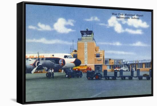 Indianapolis, Indiana - Weir Cook Municipal Airport Scene-Lantern Press-Framed Stretched Canvas