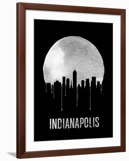 Indianapolis Skyline Black-null-Framed Art Print