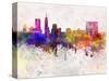 Indianapolis Skyline in Watercolor Background-paulrommer-Stretched Canvas