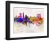 Indianapolis Skyline in Watercolor Background-paulrommer-Framed Art Print