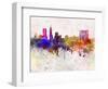 Indianapolis Skyline in Watercolor Background-paulrommer-Framed Art Print